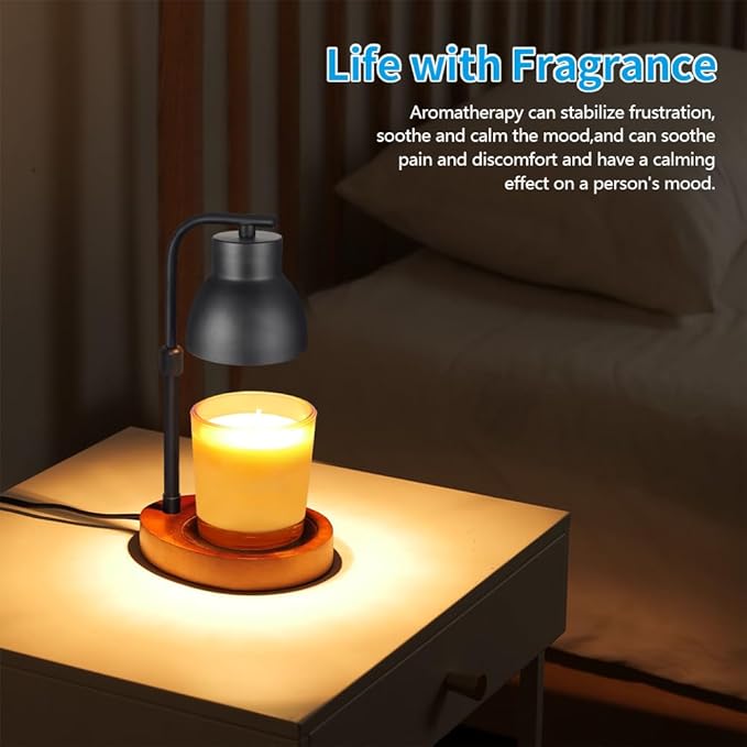 Dimmable Candle Warmer Lamp Adjustable Height Electric Wax Melt Warmer for Jar Scented Candles Suitable for Home Office Decor Birthday Gifts for Women Mom Grandma（with 2 Bulbs）