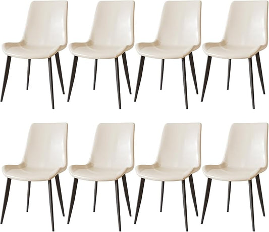 Dining Chairs, Modern PU Leather Dining Room Chair with Sturdy Metal Legs, Upholstered Seat Dinner Chairs Accent Side Chairs for Indoor Kitchen Living Room Restaurant Cafe (Cream, Set of 8)