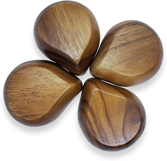 3¾" mini Acacia Wood Bowl with Tip-Supported Holding in small size for Condiments, Dip Sauce, Nuts, Candy, Fruits, Appetizer, and Snacks, Dia 3¾"x 1½" H - Set of 4 (FREE 4 Wood Spoons)