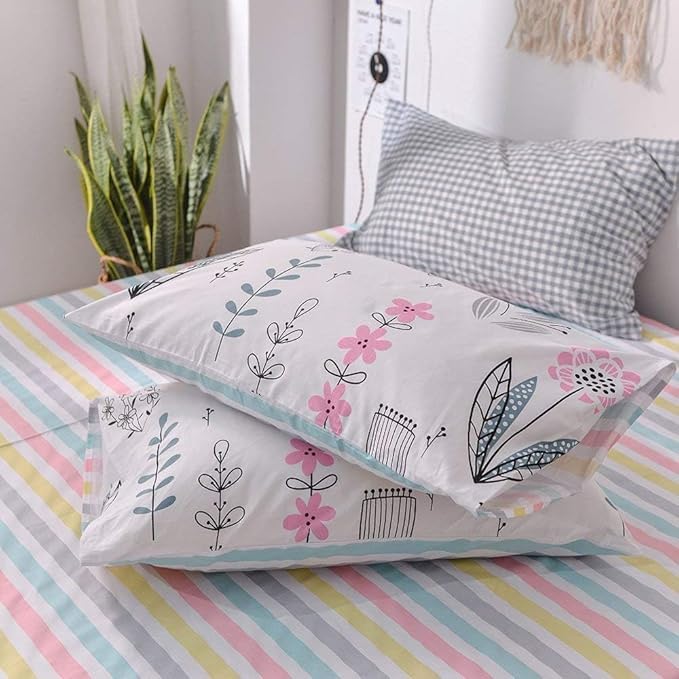 LifeTB Botanical Floral Duvet Cover Twin XL Girls Floral Print Bedding Sets Garden Style Aesthetic Duvet Cover 100% Cotton Flower Comforter Cover Kids Kawaii Bedding Cover Twin XL with 2 Pillowcases