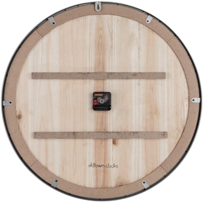 Oldtown Farmhouse Metal & Solid Wood Noiseless Wall Clock (Dark Brown, 30-inch)