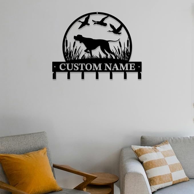 Personalized Custom Name Hunting Deer Wall Key Hooks,Metal Hunting Art Clothes Hooks,Metal Hunting Wall Home Storage Decorative,Hunter For Front Door, Hallway, Kitchen, Bedroom,Keys,Hats (Style D)