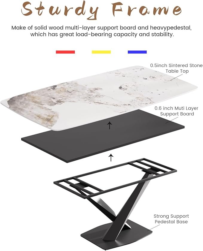 Modern Rectangle Marble Dining Table,71" Antique White Marble Sintered Stone Top Dining Table,Rectangle Dining Room Table with X-Shape Carbon Steel Pedestal Table for Kitchen/Living Room(Table Only)