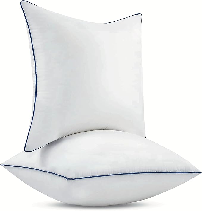22x22 Inch Pillow Inserts Set of 2-100% Cotton Cover, Square Decorative Throw Pillows for Couch, Sofa, Chair, or Bed (2 Pack, 22x22 Inch)