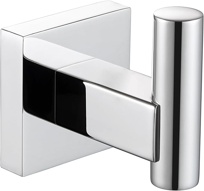 Suyar Bath Towel Hook Polished Chrome, SUS 304 Stainless Steel Modern Shower Robe Holder, Bathroom Coat Towel Hanger Wall Mounted