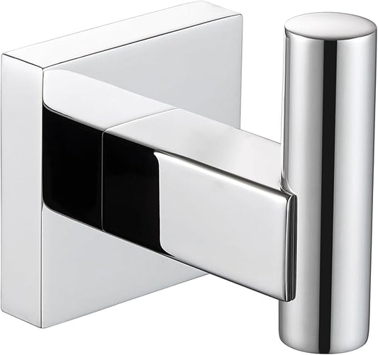 Suyar Bath Towel Hook Polished Chrome, SUS 304 Stainless Steel Modern Shower Robe Holder, Bathroom Coat Towel Hanger Wall Mounted