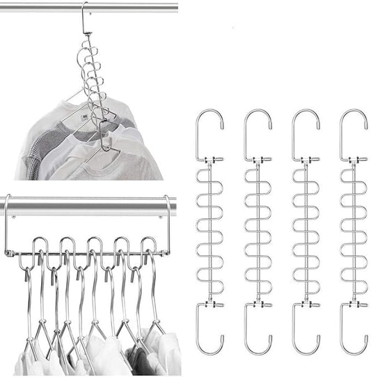 Meetu Closet Organizer - 9.5 Inch Cloth Hanger Magic Space Saving Hangers for Wardrobe Organization (Pack of 8)