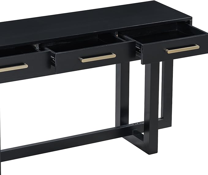 Contemporary Modern Entryway Console Table 57-Inch Extra Long Entry Sofa Table with Storage Drawers for Living Room Hallway, Black