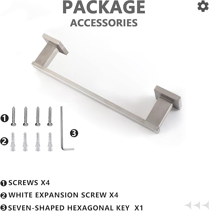 LANC Hand Towel Bar for Bathroom Wall Mounted 16-Inche 40CM Brushed Nickel Bath Towel Rack Stainless Steel Towel Rod for Toilet Kitchen Towel Holder Towel Hanger Towel Rail, A9010BN-L4