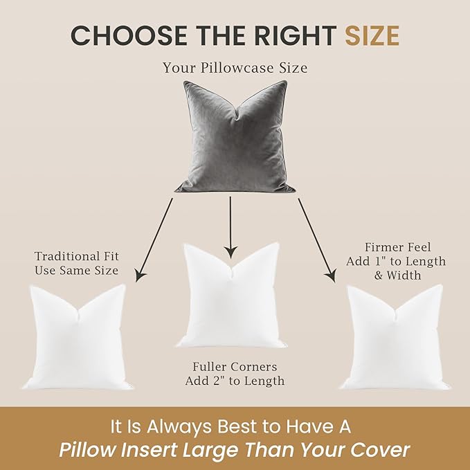 BHZ Euro Throw Pillow Inserts, 24x24 Down Feather Alternative Pillow Inserts Set of 2, Decorative Soft Large Square White Throw Pillows Insert for Couch Bed Dorm Sofa with Cotton Cover