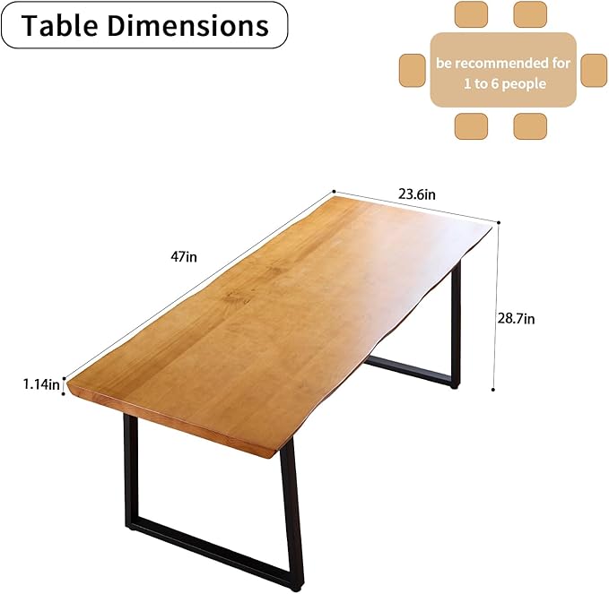 Modern Solid Wood Executive Desk – Spacious and Minimalist Home Office Workstation Perfect for Writing and Professional Use (Light Brown, 47in)