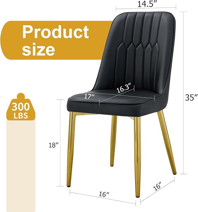 Dining Chairs Set of 8，Modern Dining Chairs, Equipped with PU Leather Backrest Cushions and Metal Legs, Suitable for Restaurants, Kitchens, and Dining Room Chairs