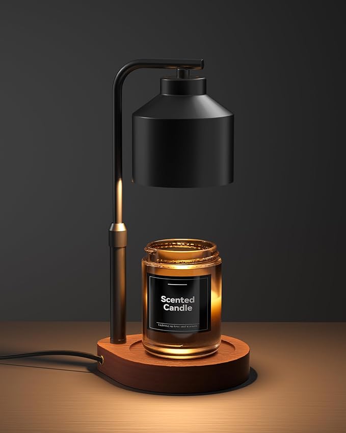 Candle Warmer Lamp with Timer & Dimmer for Yankee Candles, Adjustable Height Candle Warmer for Jar Candles, Wax Melt Lamp for Home Decor & Gifts, Black, 2 Bulbs