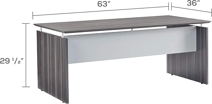 Mayline MNDS63LGS Medina Straight Edge Desk, 63"W, Gray Steel Laminate