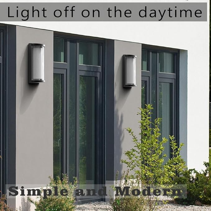 Sytmhoe Outdoor Wall Lights 2Packs,Modern 6000k Cool White LED Exterior Light Fixtures,Wall Sconces Lighting,Black Porch&Patio Light,IP65 Waterproof for Garage Hallway Stairs Gardens(2packs)