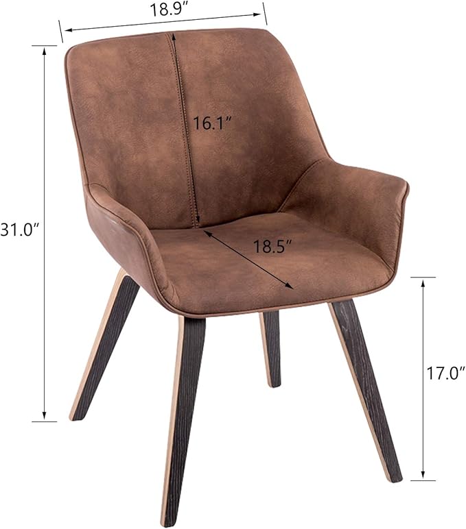 PU Leather Living Room Chairs with Arms Mid Modern Dining Chairs Set of 4 & 2 & 6 Kitchen & Dining Room Chairs Upholstered Accent Chairs Set of 2 (Brown, 2)