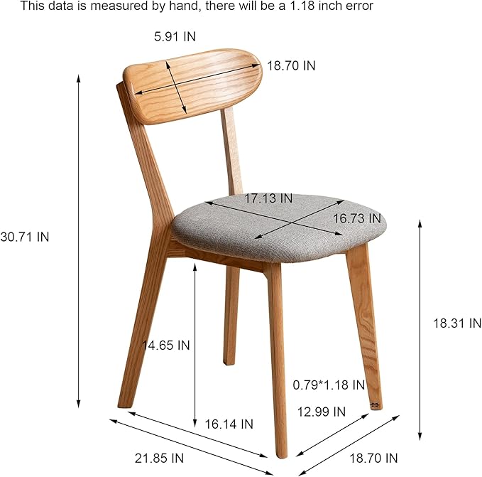 Solid Wood Dining Chairs Set of 6 - Gray Padded Upholstered,Heavy Duty Solid Oak Dining Chairs Suitable for Restaurants, Kitchens,Offices,Home or Commercial Use,400 lbs Capacity