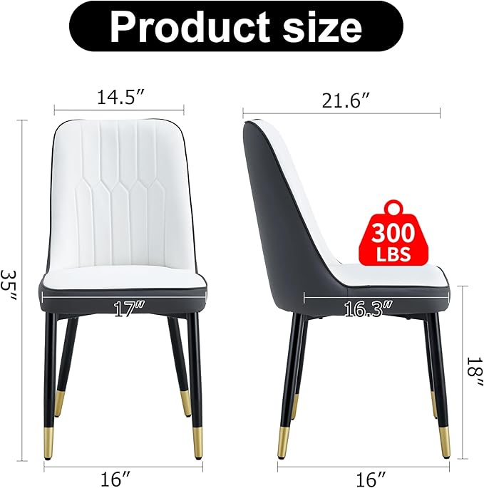Dining Chairs Set of 6，Modern Dining Chairs, Equipped with PU Leather Backrest Cushions and Black Metal Legs, Suitable for Restaurants, Kitchens, and Bedrooms Dining Room Chairs