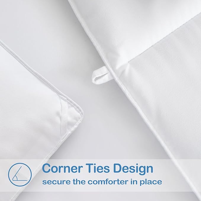 EASELAND Down Alternative Comforter King Size - Quilted Duvet Insert for All Seasons, Soft Cozy with Corner Tabs, Summer Winter Warm Bedding, White 90x102