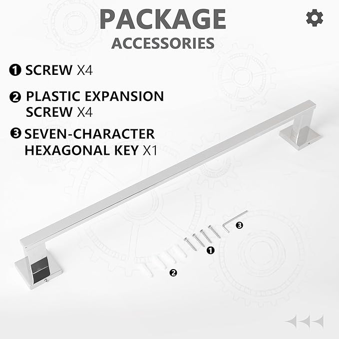 LANC 24-Inche Chrome Towel Bar for Bathroom Wall Mounted 60CM Silver Bath Towel Rack Stainless Steel Polished Towel Rod for Lavatory Kitchen Towel Holder Towel Hanger, A9010CP-L6