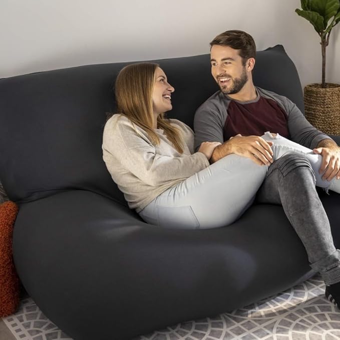 Yogibo Double Giant Bean Bag Chair Bed Lounger for Adults, Kids and Teens with Filling, Extra Large, Oversized, Big, Huge, Plush, Sensory Beanbag Couch Sofa Loveseat, Washable Cover, Blue