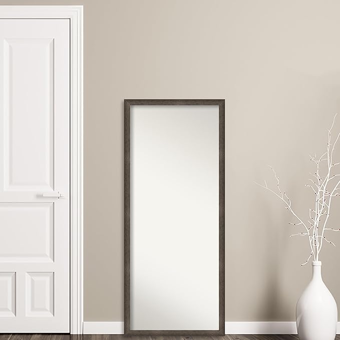 Amanti Art Bronze Full Length Mirror, 63x27 Dappled Light Bronze Narrow Tall Free Standing Body Wall Mirror Full Length for Dressing, Modern Wood Frame, Lean on Floor or Hang, Wall Decor