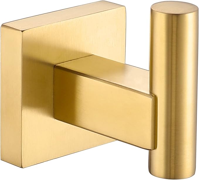 Suyar Brushed Gold Towel Hook, SUS 304 Stainless Steel Coat Robe Hook, Bathroom Towel Holder for Wall