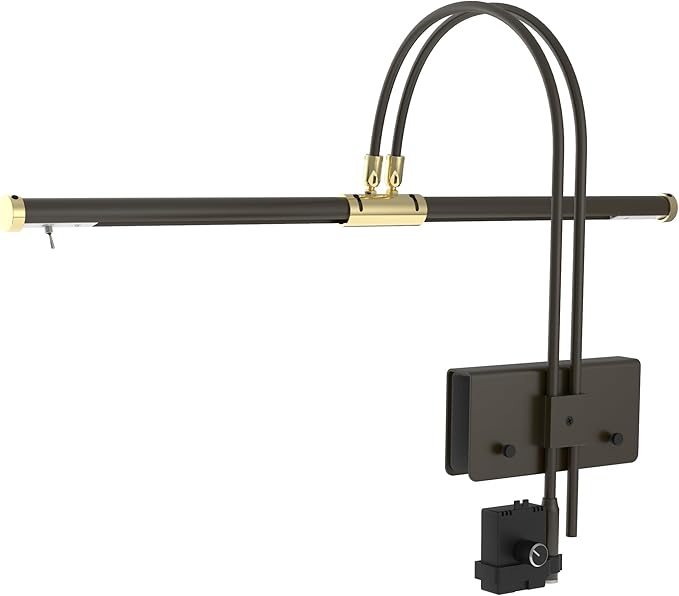 Cocoweb 22" LED Grand Piano Light in Mahogany Bronze with Brass Accents with Dimmer Clip