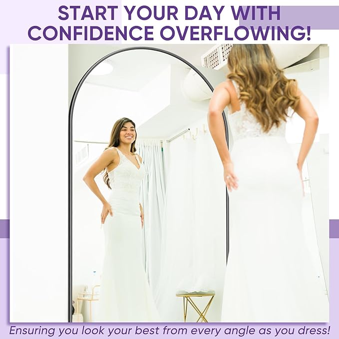 Floor Mirror, 64"×21" Full Length Mirror with Stand for Bedroom Living Room, Black