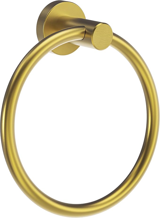 Gold Hand Towel Holder for Bathroom Kitchen Towel Ring Modern Rounded Base Wall Mount SUS304 Stainless Steel