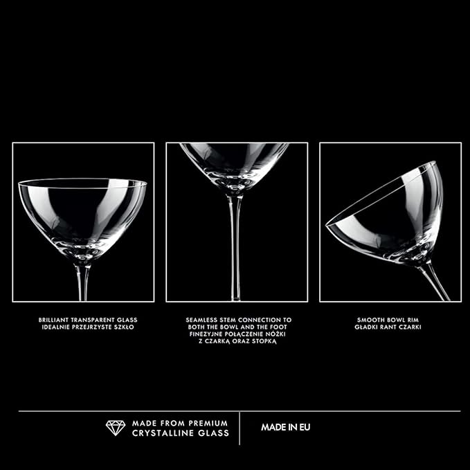 Krosno Martini Cocktail Glasses, Set of 6, 8.3 oz, Harmony Collection, Ideal for Cocktails, Frozen Desserts, Dishwasher Safe, Made in Europe