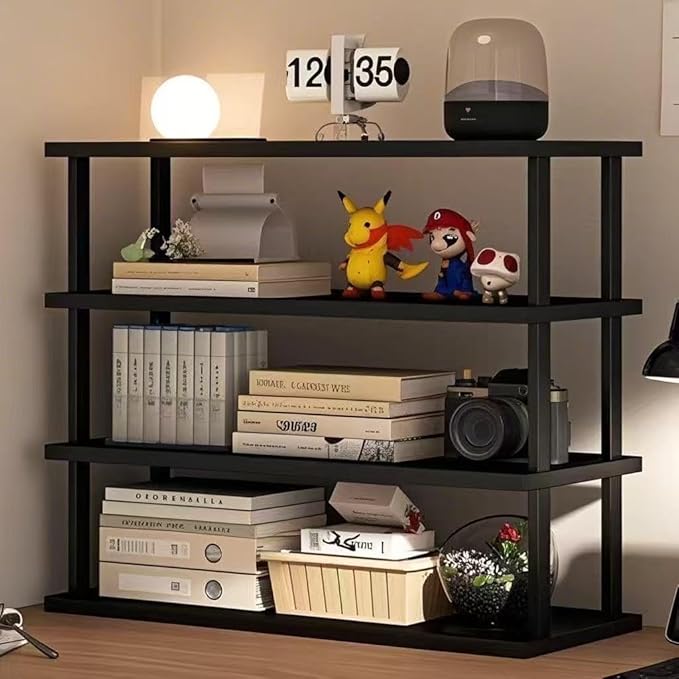 Bamboo Desktop Bookshelf Organizer – 3-Tier Desk Storage Rack for Office, Home, Study, Kitchen – Compact Shelf for Books, Plants, Toiletries, Supplies (Two Layers - Length 18.9 in)
