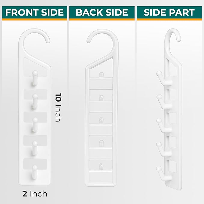 CraftyCrocodile Space Saving Hangers for Clothes - 4 in Pack, Heavy Duty Plastic, Multi Closet Space Savers for Shirts, Pants, Jeans, Sweaters - Hanger Organizer Space Saver, White