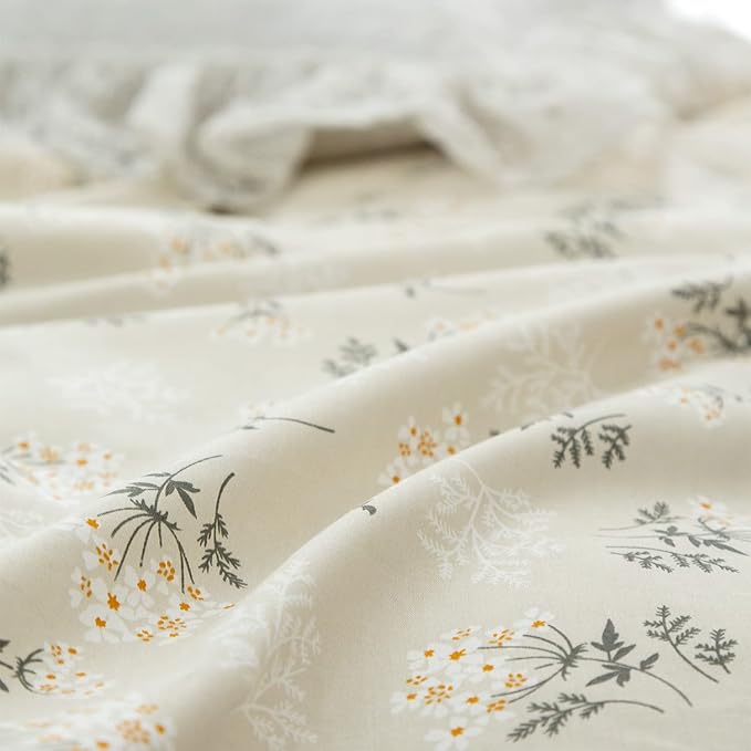 Floral Full Comforter Set Soft Cute Floral Bedding Comforter Sets Garden Style Green Flower Print Botanical Flowers Full Comforter Set for All Seasons 1 Comforter and 2 Pillowcases