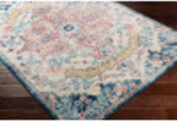Livabliss Area Rugs - 3x10 Odelia Vintage Boho Aqua Burgandy Blue Runner Area Rug for Living Room Bedroom - Floral Medallion Stain Resistant Carpet for Kitchen, Nursery, Office (2'7" x 10', Runner)