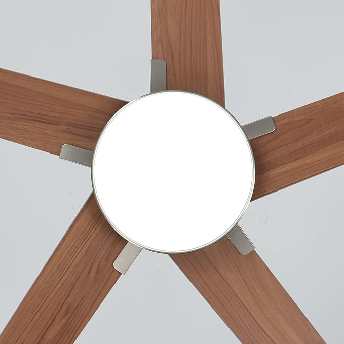44 Inch Ceiling Fans with Lights, Modern Nickel Ceiling Fan with Dimmable LED, 6 Speeds, Timer, Quiet Reversible DC Motor, Remote Control Ceiling Fan for Bedroom, Living Room and Kitchen
