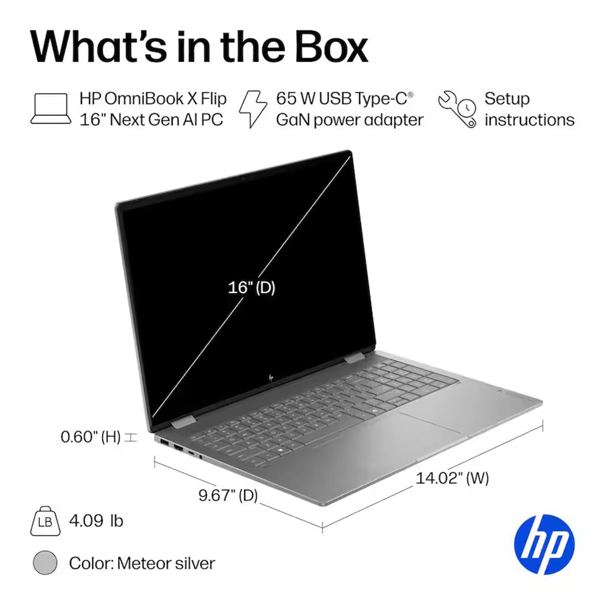 HP OmniBook X Flip Laptop 2-in-1, 16" 2K OLED Touchscreen, Ryzen AI 5 430