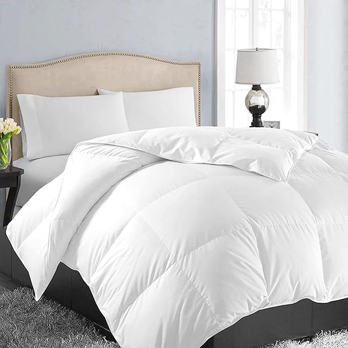 EASELAND Down Alternative Comforter King Size - Quilted Duvet Insert for All Seasons, Soft Cozy with Corner Tabs, Summer Winter Warm Bedding, White 90x102