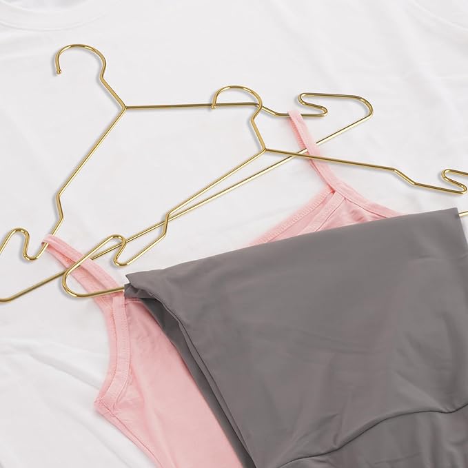 Gold Aluminum Hangers, 16.5 Inch Smooth and Durable Metal Shirt Dress Hanger, Lightweight and Sturdy Metal Hanger for Suit Jackets and Casual Pants (20 Pack)
