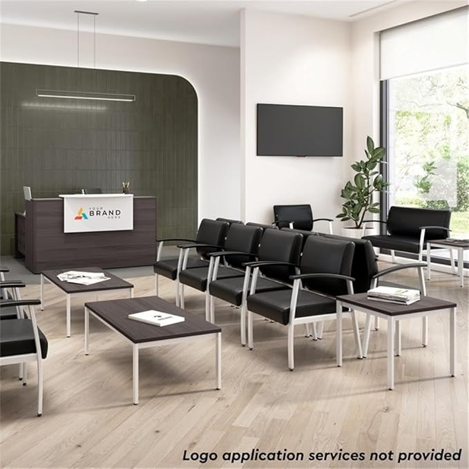 Bush Business Furniture Arrive 72W x 30D Reception Desk with Shelf in Storm Gray, Modern Receptionist Station for Office Waiting Room