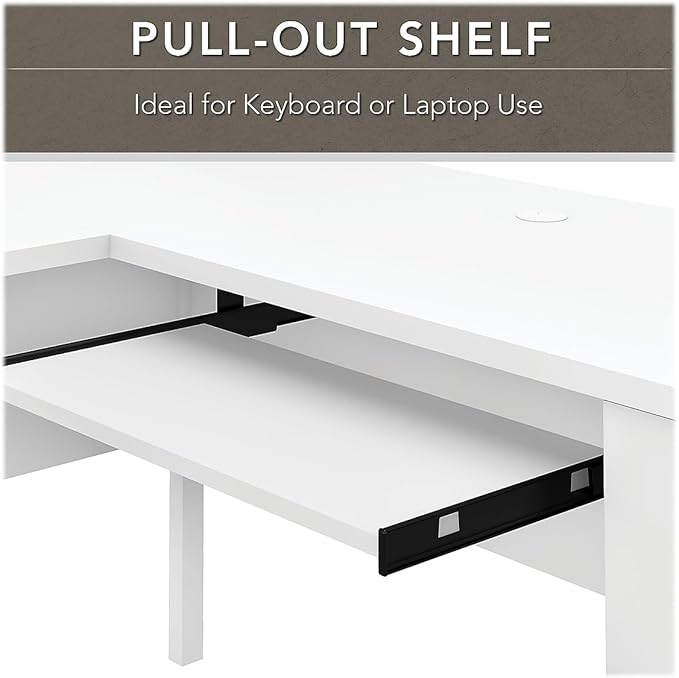 Bush Furniture Somerset 60W L Shaped Desk with Hutch in White