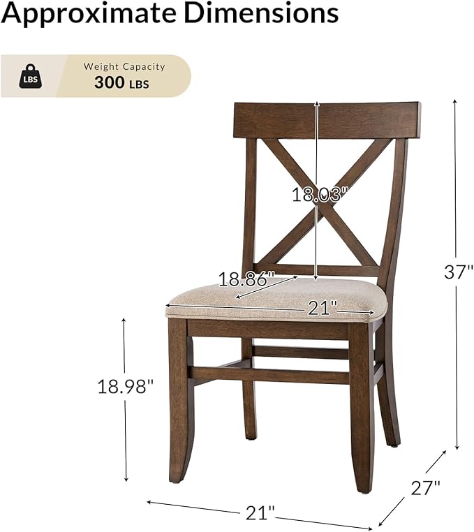 Wood Dining Chairs Set of 4, Modern Farmhouse Kitchen Dining Room Chair, Upholstered Dinner Chair with Back Wood Legs for Restaura, Cofe and Hotel Walnut
