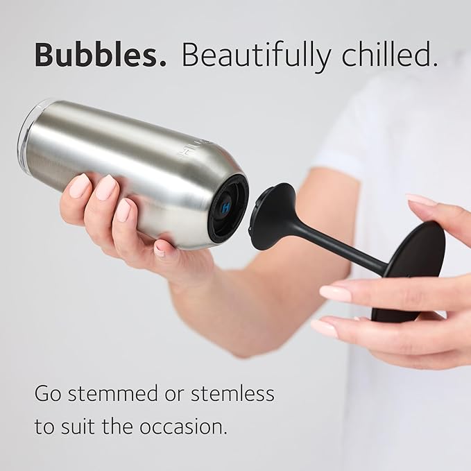 Huski Champagne Flute | NEW | Award-winning Design with Detachable Stem | Premium Stainless Steel Champagne Glass with Lid | Triple Insulated Tumbler | 8oz Capacity | Great Gift (Powder Pink)