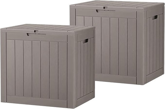 31 Gallon Outdoor Storage Box, Waterproof Resin Deck Box with Lockable Lid – Storage Cabinet for Patio Furniture, Pool Supplies, Garden Tools – Indoor & Outdoor Use(2Box/Set)