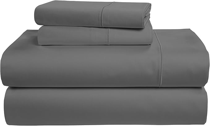 LANE LINEN 100% Egyptian Cotton Luxury Bedding Queen Sheet Set, Fade Resistant, No Pill, Naturally Cooling, Soft & Comfy Silky Smotth Sateen Weave Sheets - Charcol Gray