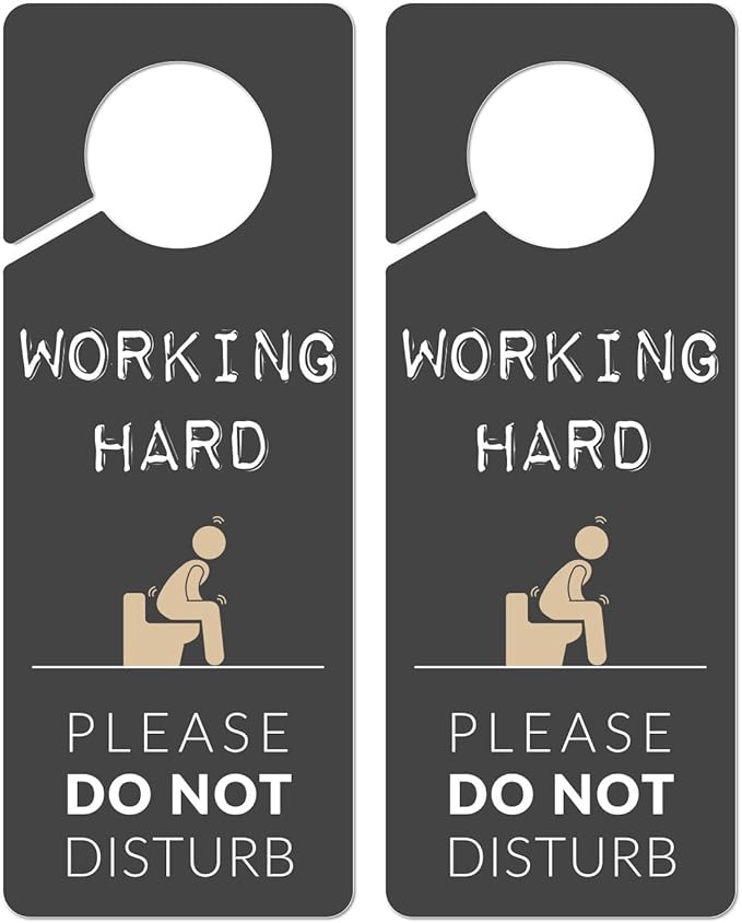 Occupied Sign for Bathroom Door, 2 Pack (Printed on Both Sides), 9.3x3.5 PVC Plastic, Funny Popping Doorhanger Do Not Disturb Sign, Gag Gift for men, Husband and Boyfriend