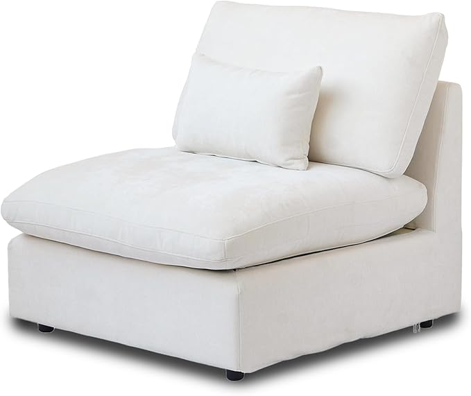 WJShome Modern Middle Module Couch for Living Room, Cushion Covers Removable, Minimalist Comfy Breathable Sofa,White