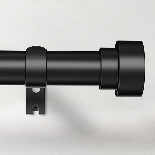 Time Forest Black Curtain Rods for Windows 32 to 150 Inch (2.6-12.5 Feet), 1 Inch Diameter Adjustable Heavy Duty Extra Long Curtain Rod, Modern Style Indoor Outdoor Window Drapery Rods with End Caps