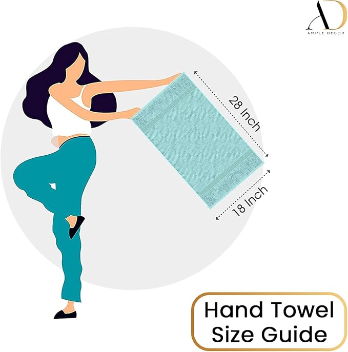Ample Decor 100% Cotton Hand Towel for Kitchen Set of 8 Mint Green, Absorbent Premium Quality for Bathroom, Hotel, Spa, Gym, Kitchen - 18 X 28 Inch - Mulaayam Collection