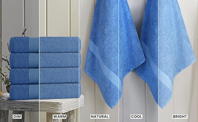 Utopia Towels 6 Pack Medium Bath Towel Set, 100% Ring Spun Cotton (24 x 48 Inches) Lightweight and Highly Absorbent Quick Drying Towels, Premium Towels for Hotel, Spa and Bathroom (Electric Blue)